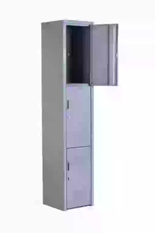 Locker metálico de 3 puertas gris del catálogo en México