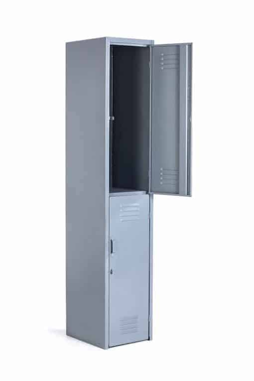 Locker metálico de 2 puertas color gris para empresas y vestidores en México