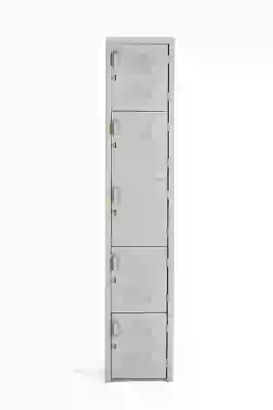 Locker metálico de 5 puertas color arena para empresas y vestidores en México